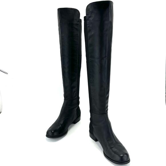 Report Abbott Black 5050 Over The Knee Boot Size 8.5 Leather Low Heel Round Toe - Picture 13 of 13